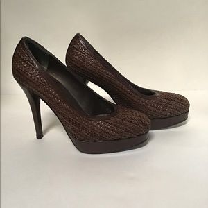 Stuart Weitzman brown woven heels/shoes